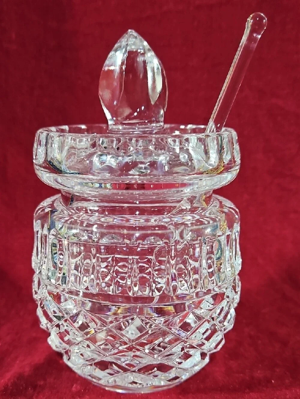 VTG Cut Crystal Jam/Jelly/Preserve/Honey/Condiment Jar with Shell Shaped Spoon